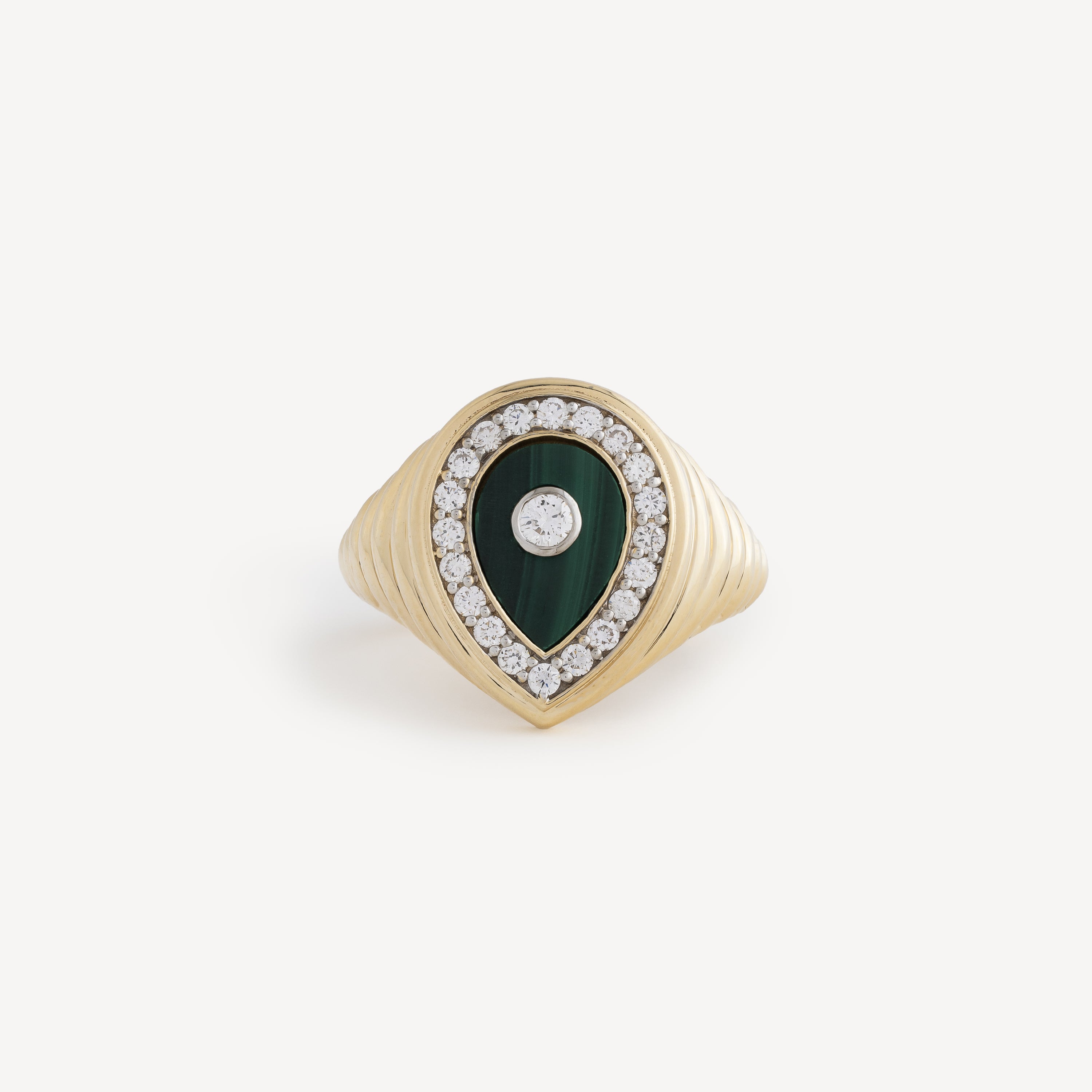 Drop Malachite Diamond Ring