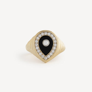 Diamond Drop Onyx Ring