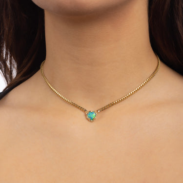 Collier Baby Premium Opal Heart Cuban