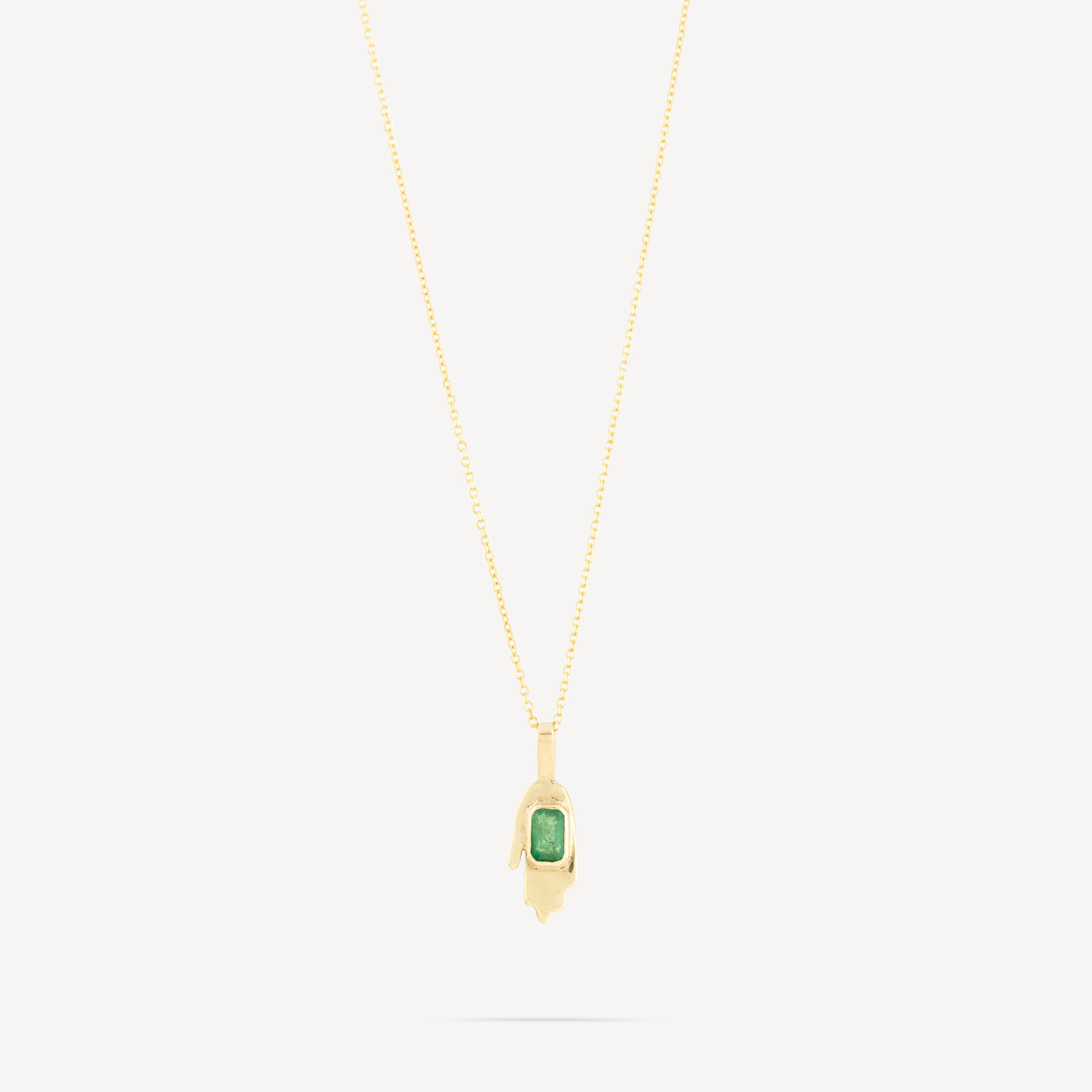 Tiny Hand Emerald Necklace