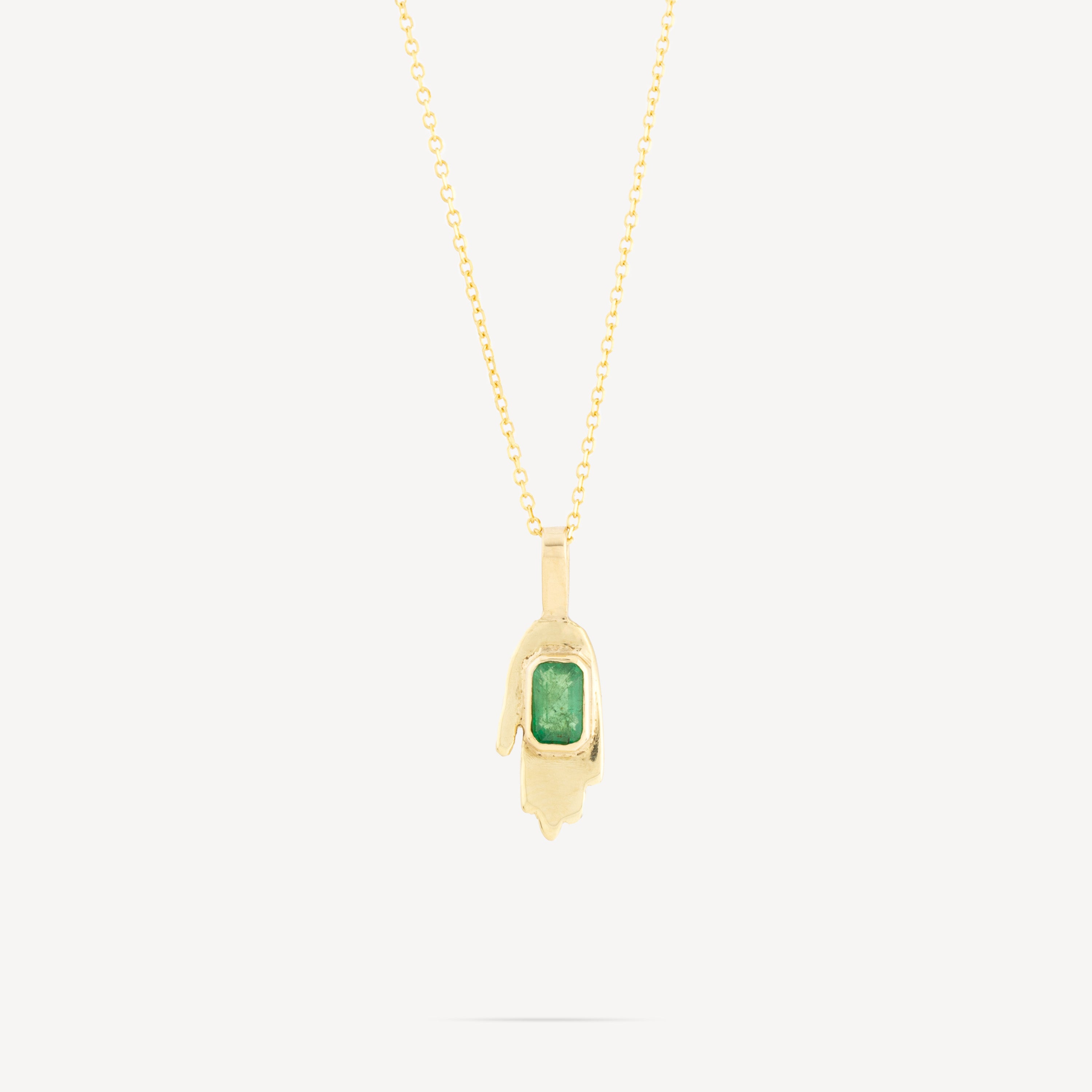 Tiny Hand Emerald Necklace