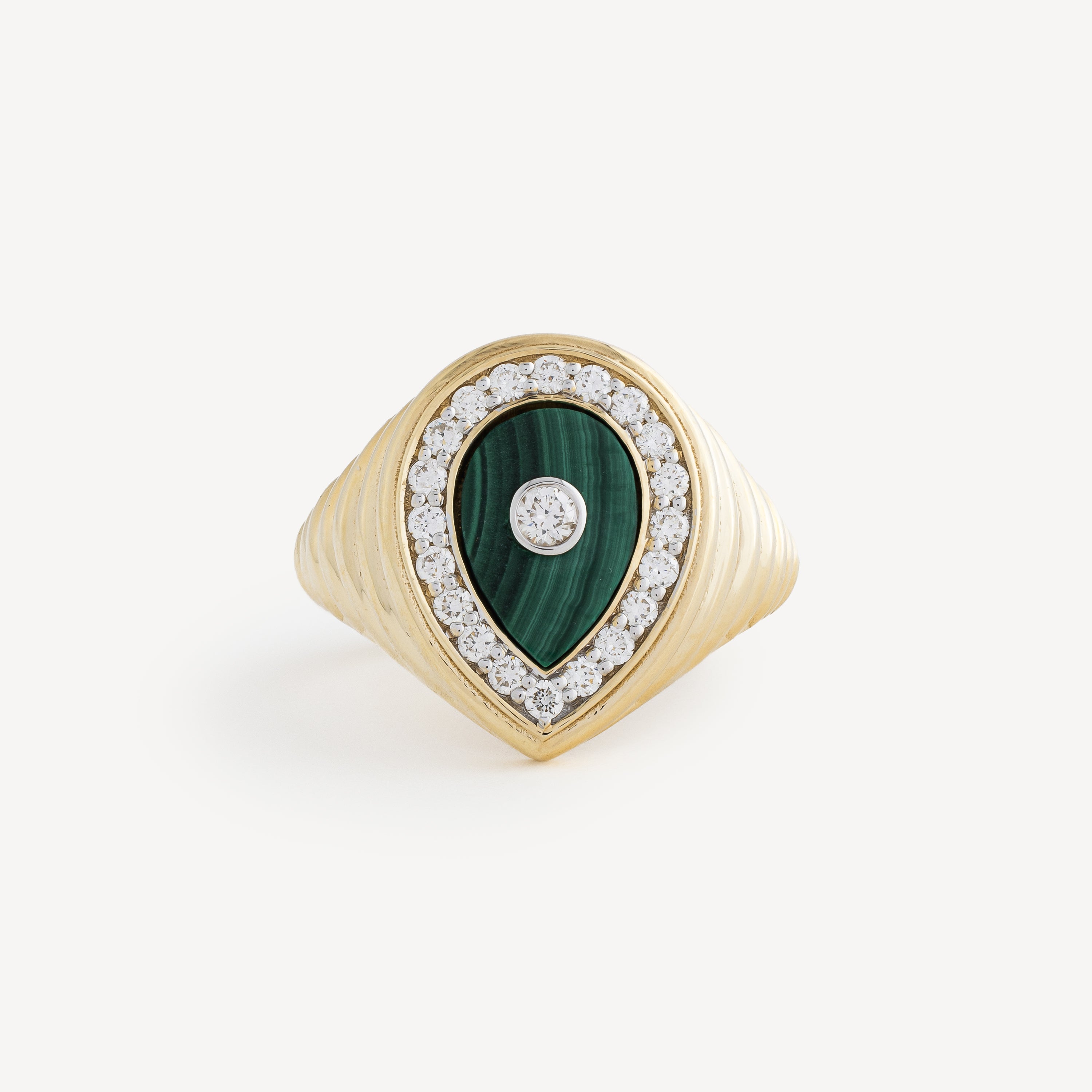 Malachite Pearl Diamond Ring Large