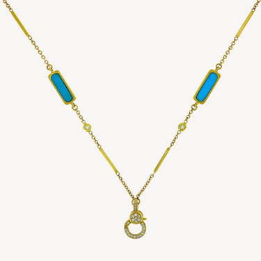 Collier turquoise rectangle avec charm clip