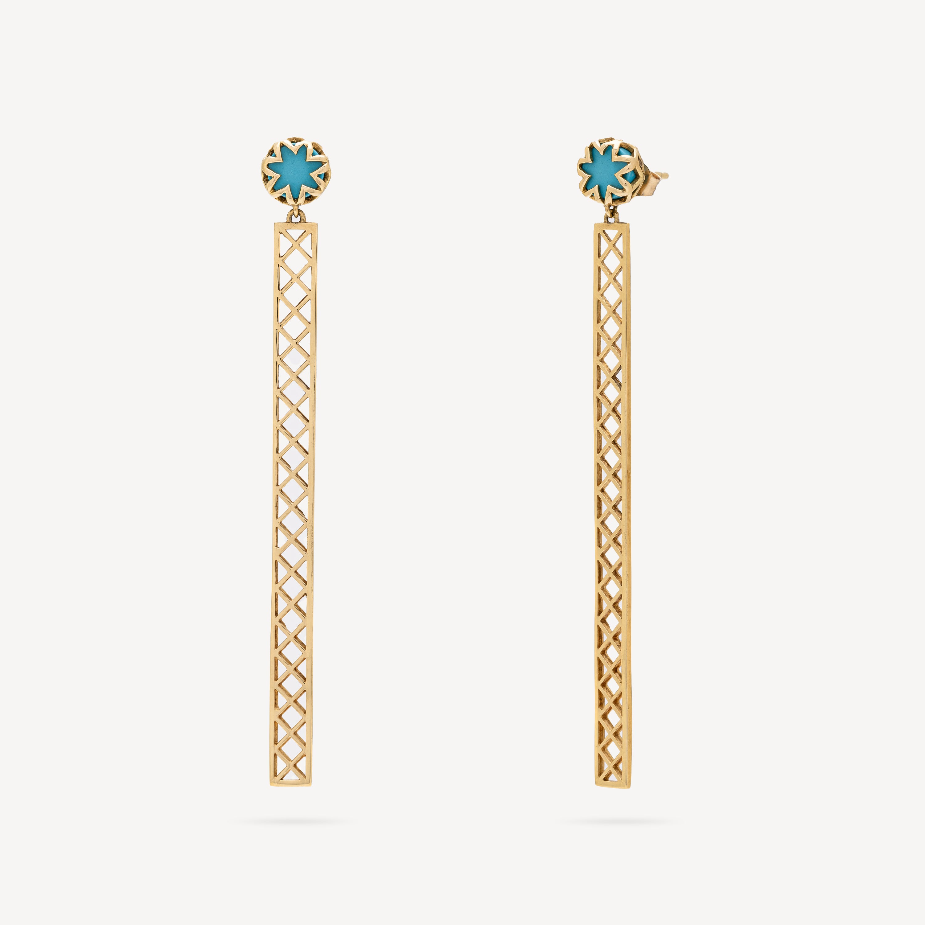 Studs Turquoise Starburst with Long Bars