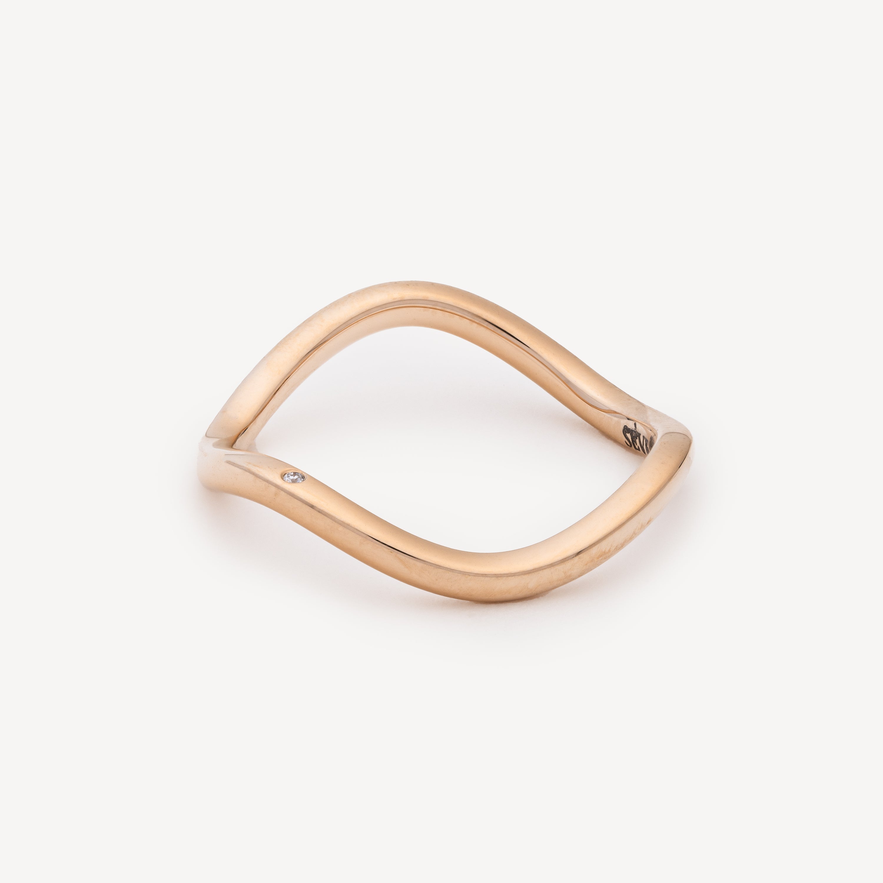 Wavy Diamond Slice Ring Rose Gold