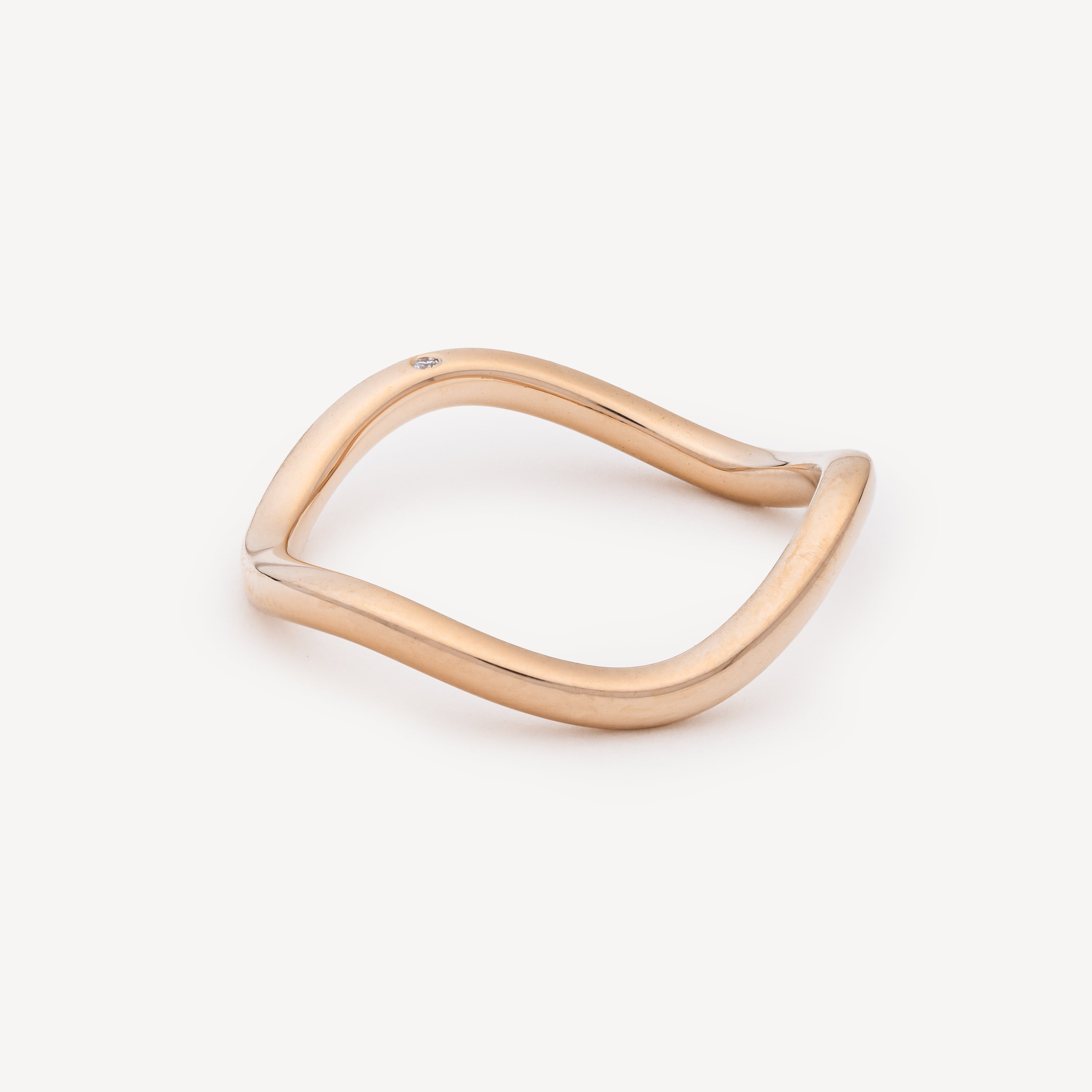 Wavy Diamond Slice Ring Rose Gold