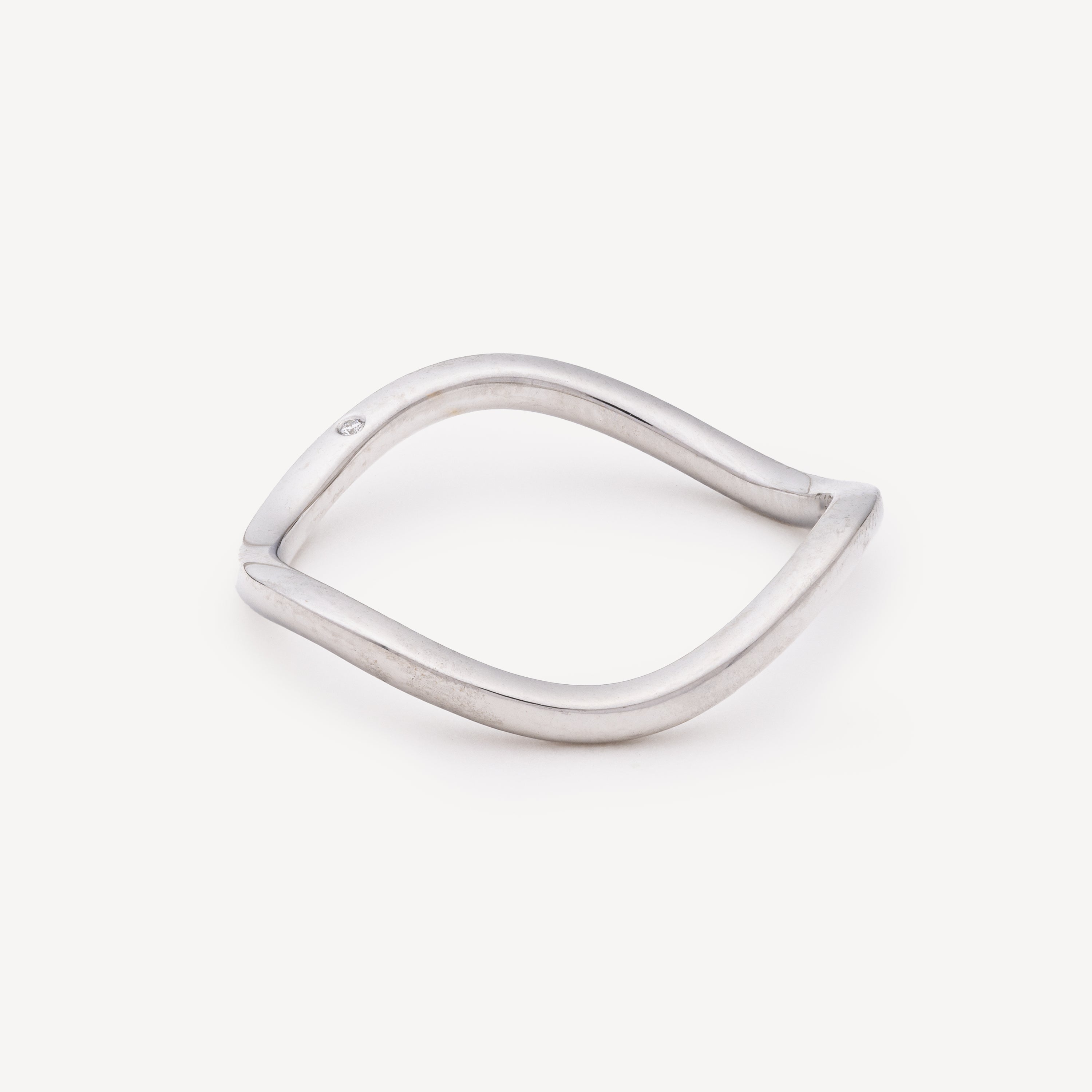 Wavy Diamond Slice Ring White Gold