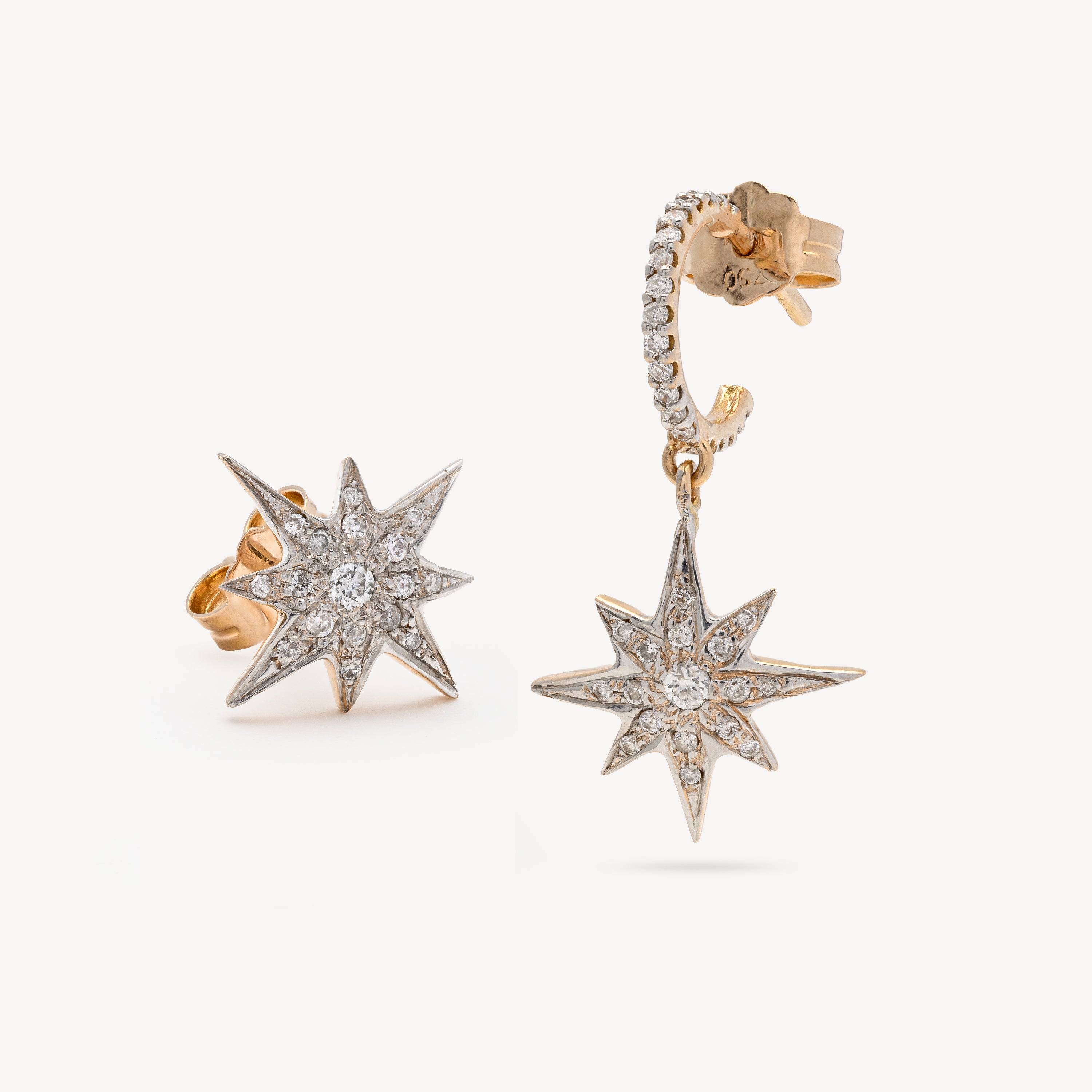 Boucle D'Oreille Compass Star Diamants