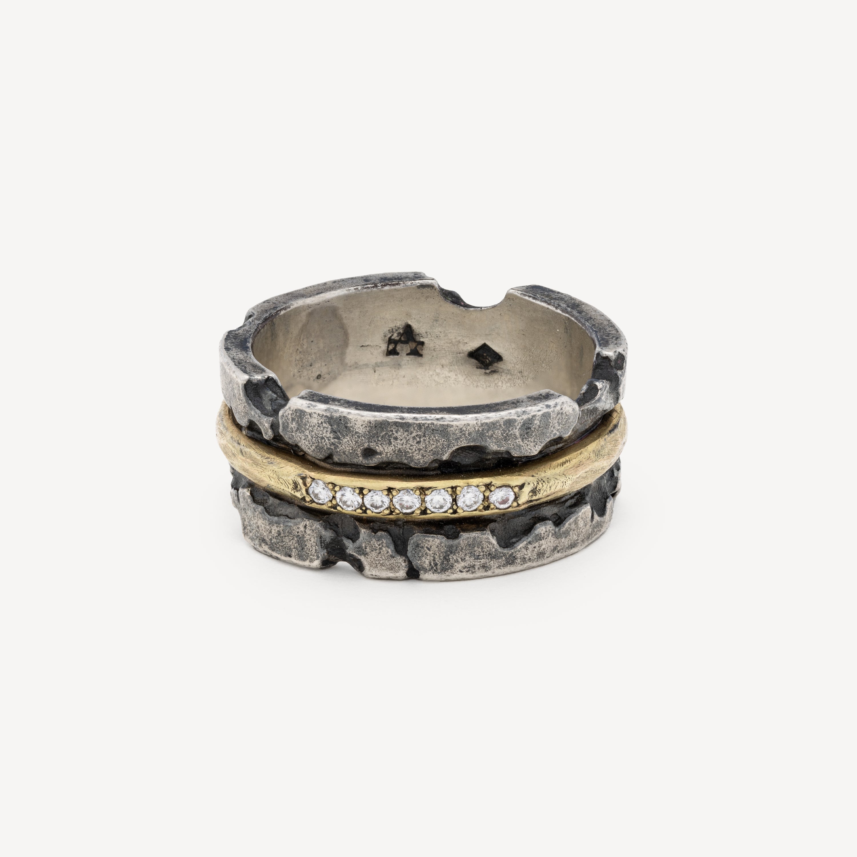 Bague Fracture Stacked Diamant Argent