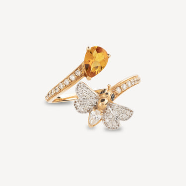 Bague Honey Bee Drop Citrine Diamond Or Rose