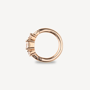 6.5mm Rose Gold Princess and Diamonds 2x2mm Hoop