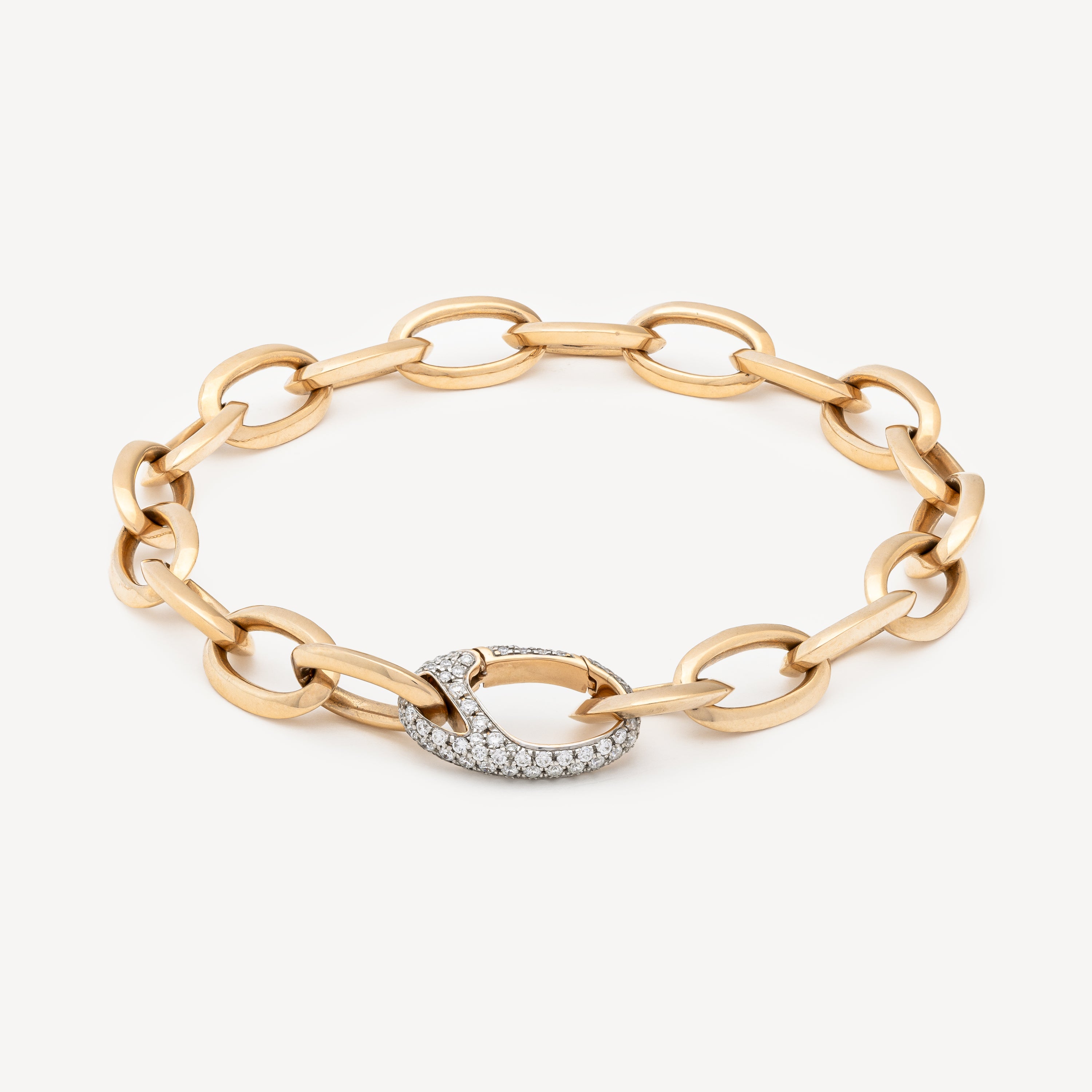 Garnett Oval Chain Link Diamond Bracelet