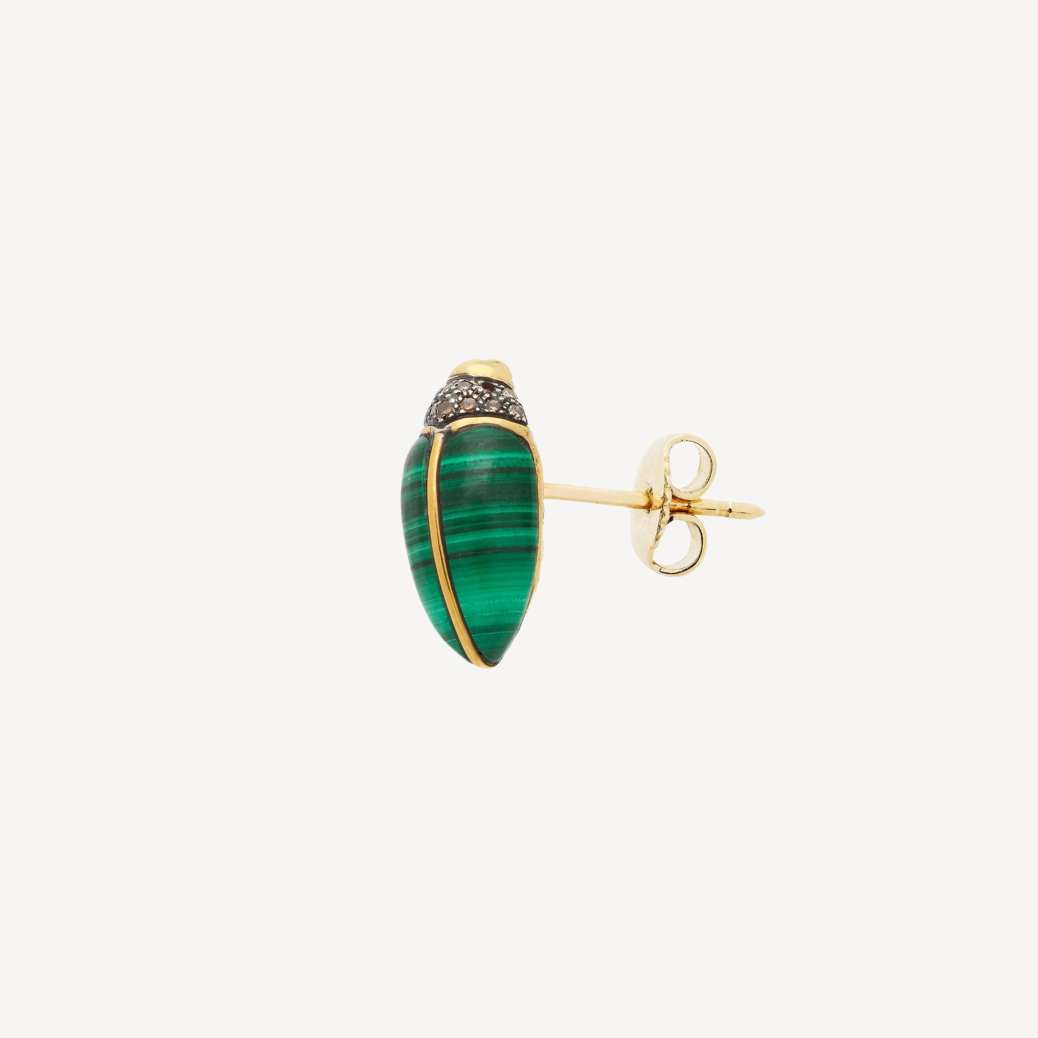 Mini Malachite Scarab Stud