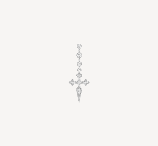 Boucle D'Oreille Blood Bouton Barette Or Blanc Diamant