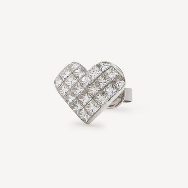 Boucle d'Oreille Heart Or Blanc