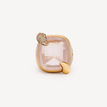Bague Ritratto Medium Quartz Rose Diamants Bruns