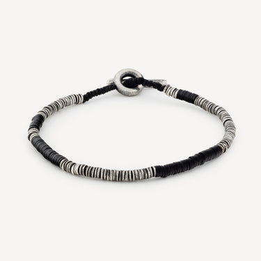 Silver and Black Beads Bracelet