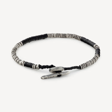 Silver and Black Beads Bracelet