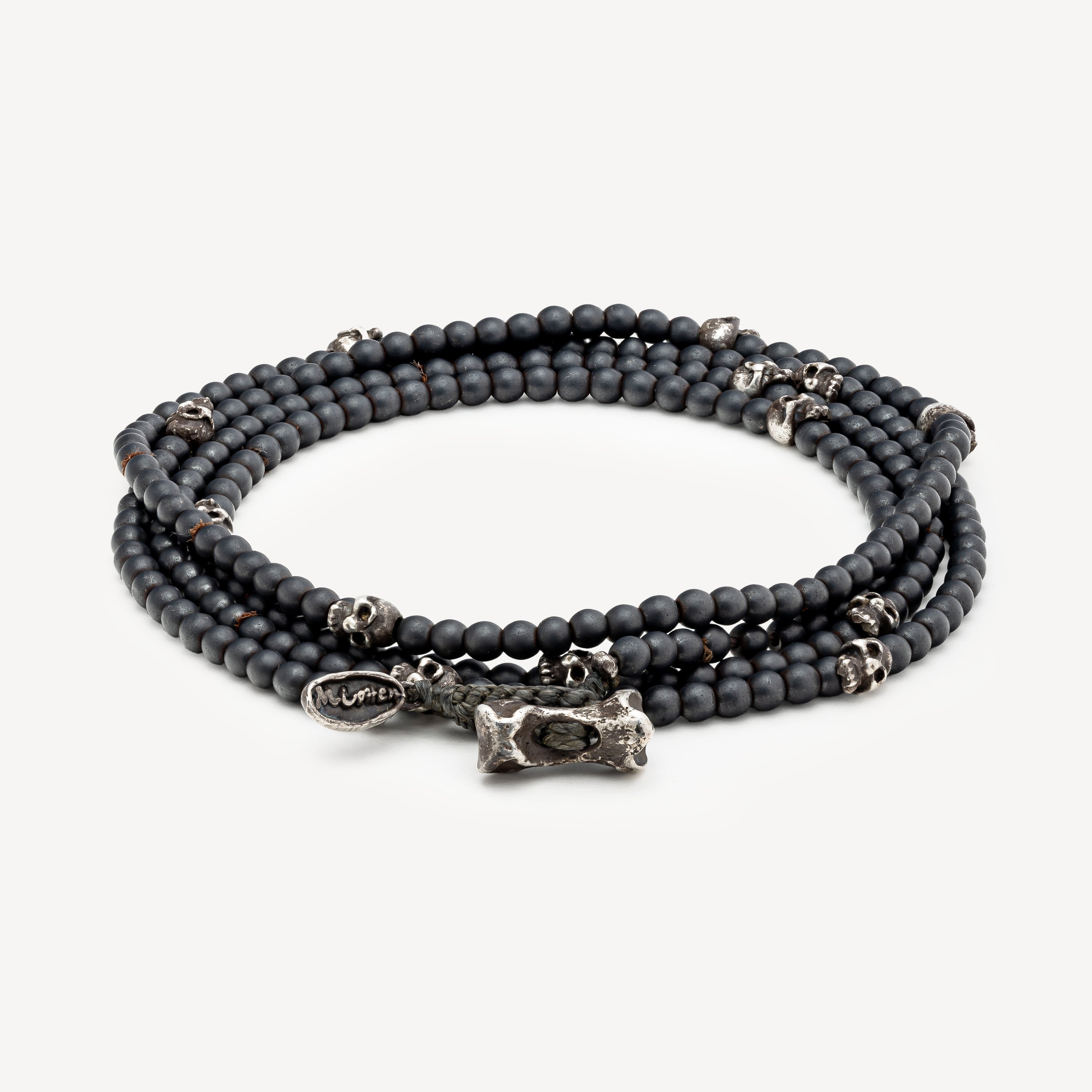 Bracelet 4 Wrap Anthracite and Skull