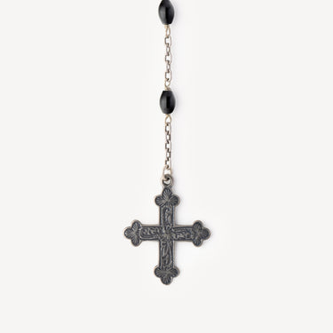 Collier Sautoir Pendentif Croix Noir