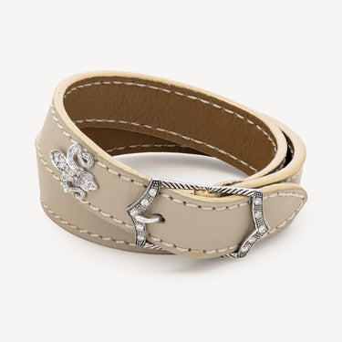 Bracelet Cuir Beige Fleur de Lys