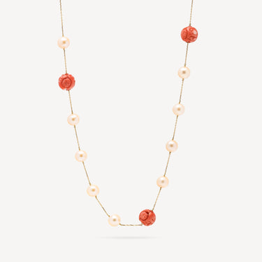 Collier Sautoir Corail et Perles