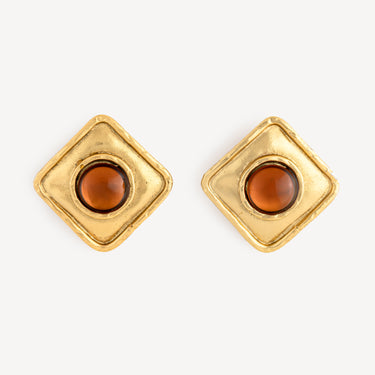 Boucles d’Oreilles Dorées Ambre