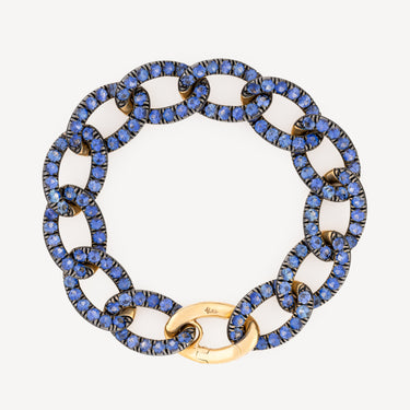 Bracelet Catene Or Saphir Bleu