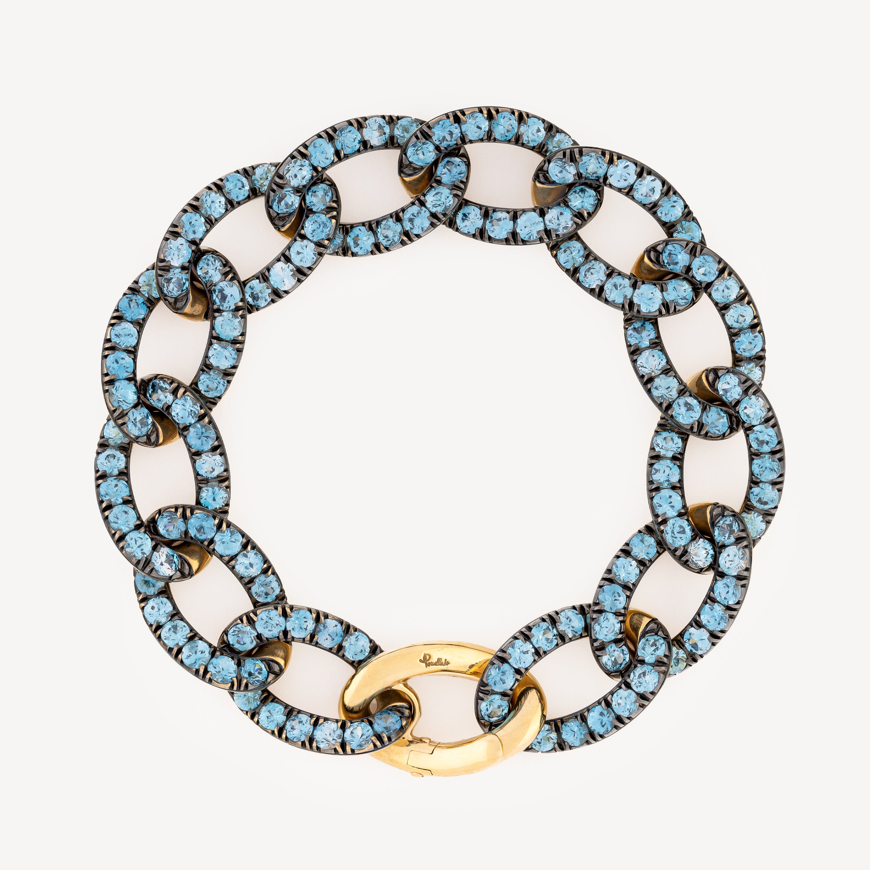 Bracelet Catene Or Bleu Clair