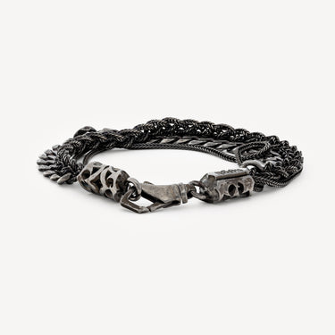 Bracelet Quatre Chaînes Tressées Noir