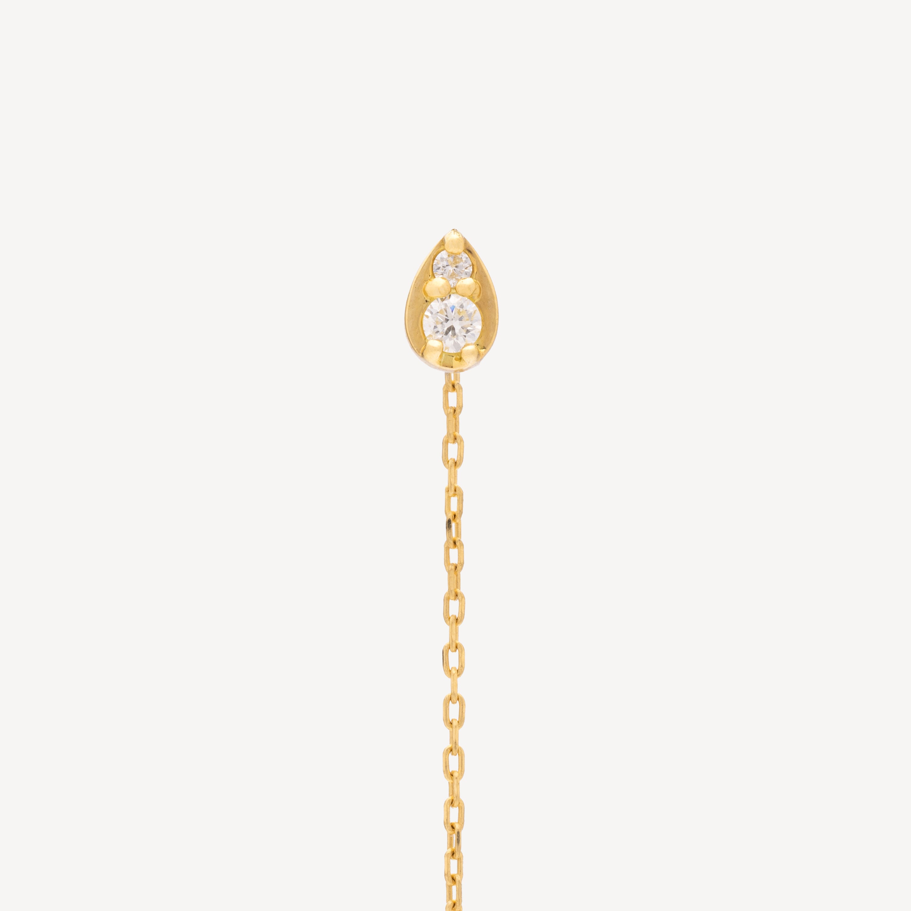 Yellow Gold Pear Diamond Hanging Earring