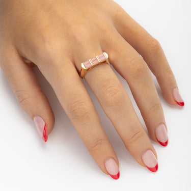 Bague Pink Opal Double Baguette