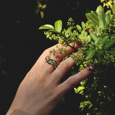 Bague Petunia 3 Anneaux Or Emeraude