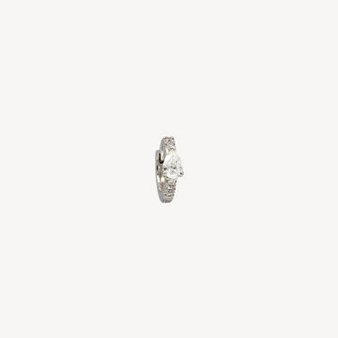 Piercing Créole 6.5mm Poire 3.5mm Demi Pavé Or Blanc