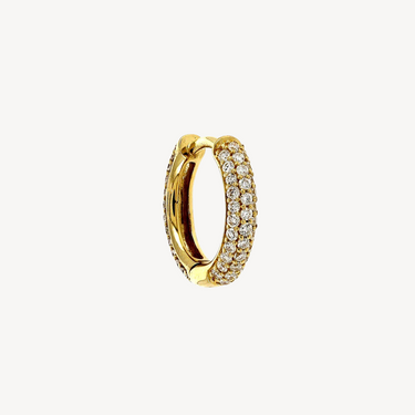 Paved 68 Diamonds Yellow Gold Hoop Earrings 