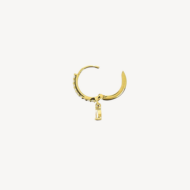 Half Paved Pear Diamond Yellow Gold Hoop Earrings 