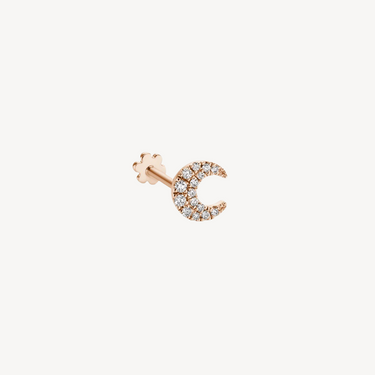 Rose Gold Diamond Moon Stud