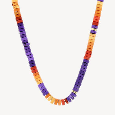 Collier Perles Violettes, Rouges et Oranges