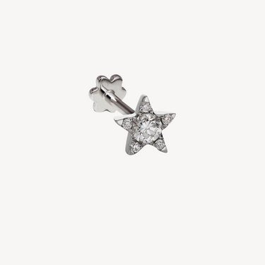 Boucle d'Oreilles 4.5mm Diamond Star Threaded Stud Or Blanc