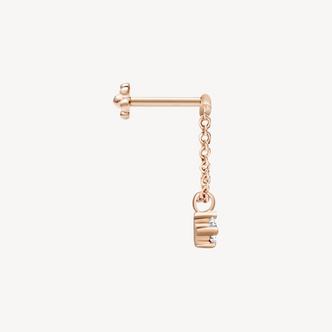 2mm Rose Gold Diamond Drape Stud