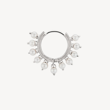 Boucle d'oreille 8mm Pearl Coronet Hoop Or Blanc