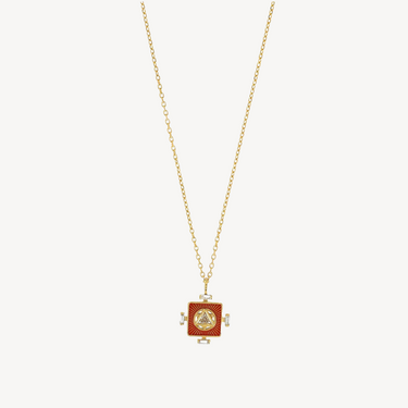 Orangefarbenes Yantra-Sakralchakra und Trillion-Diamant-Halskette