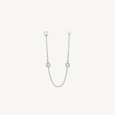 Charm Double Scallop Set Diamond Chain Connecting Or Blanc