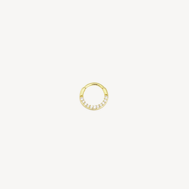 6.5mm Line Diamonds Yellow Gold Flat Hoop 