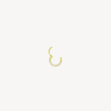 Piercing Créole Plate 6.5mm Ligne Diamants Or Jaune