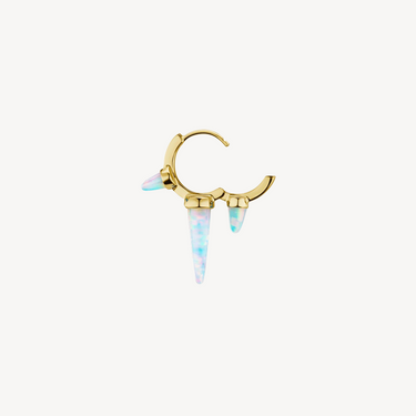 8mm Triple Spike Opal Yellow Gold Earring