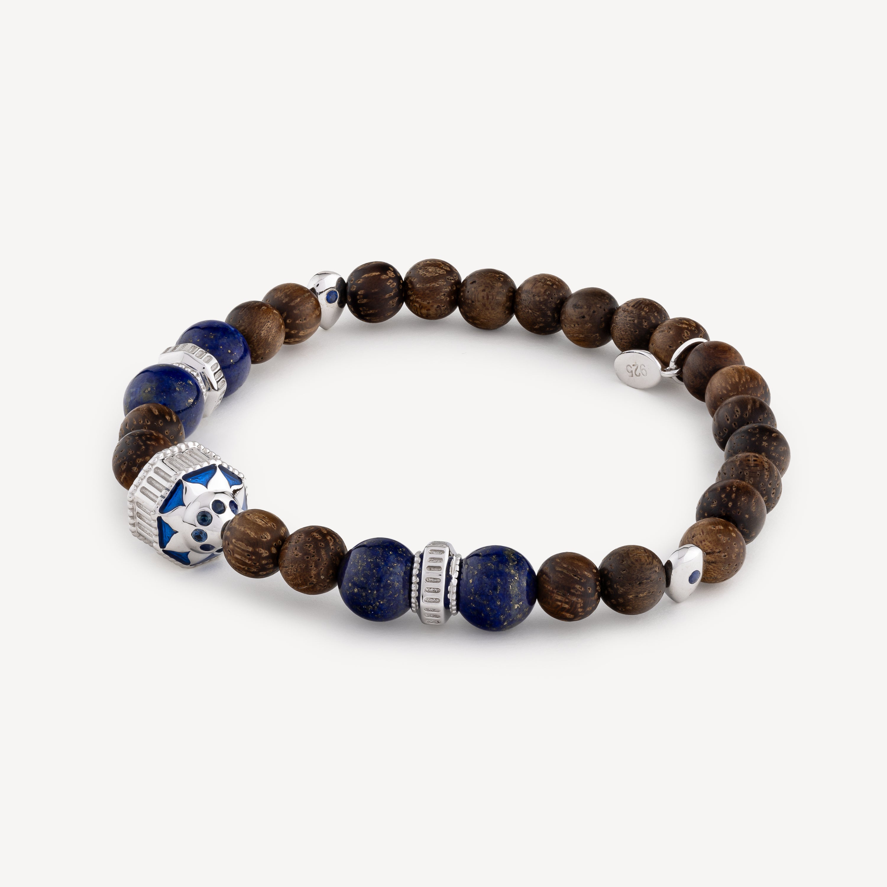 Jaya Wood Bracelet Blue Sapphires Silver