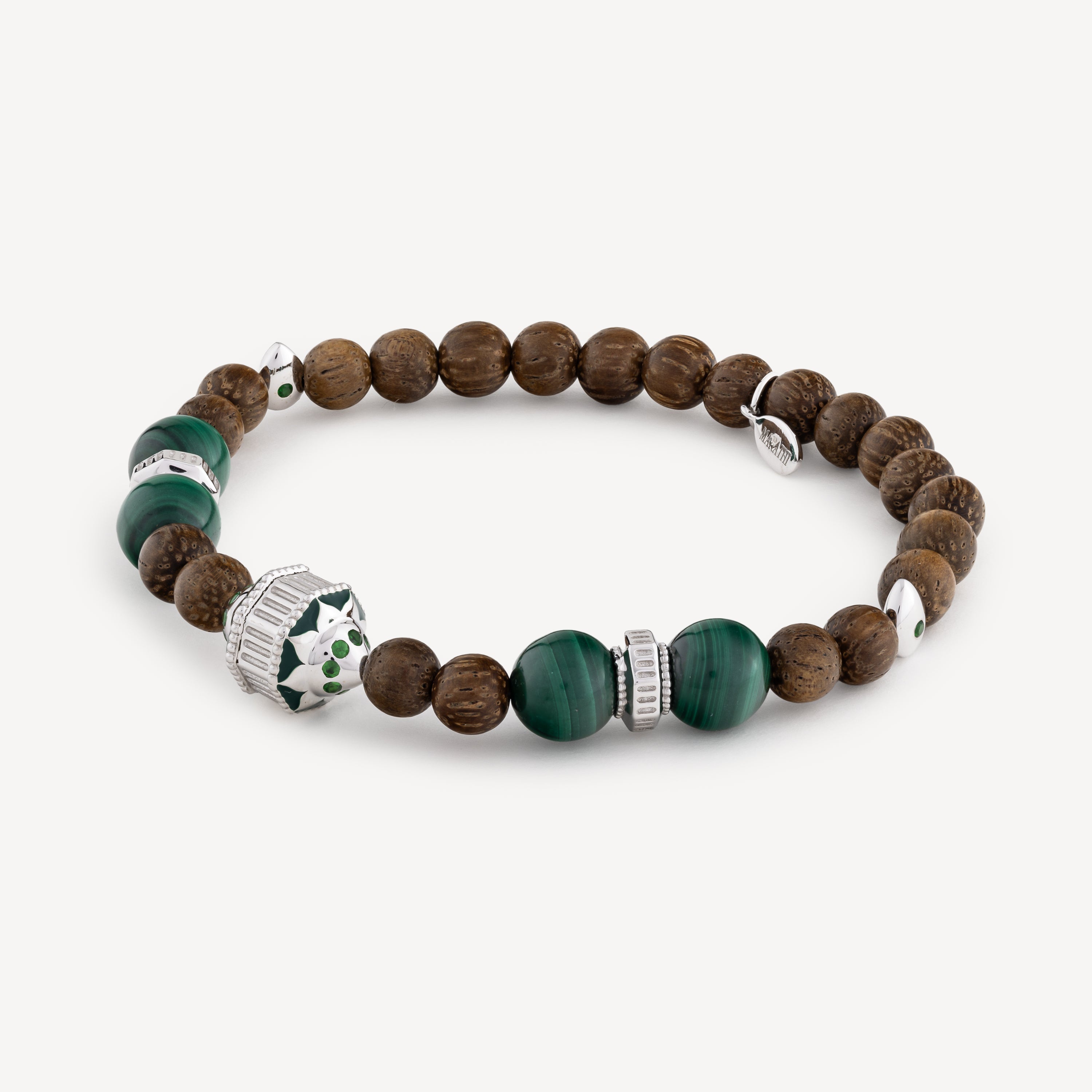 Bracelet Jaya Bois Tsavorites Malachite Argent