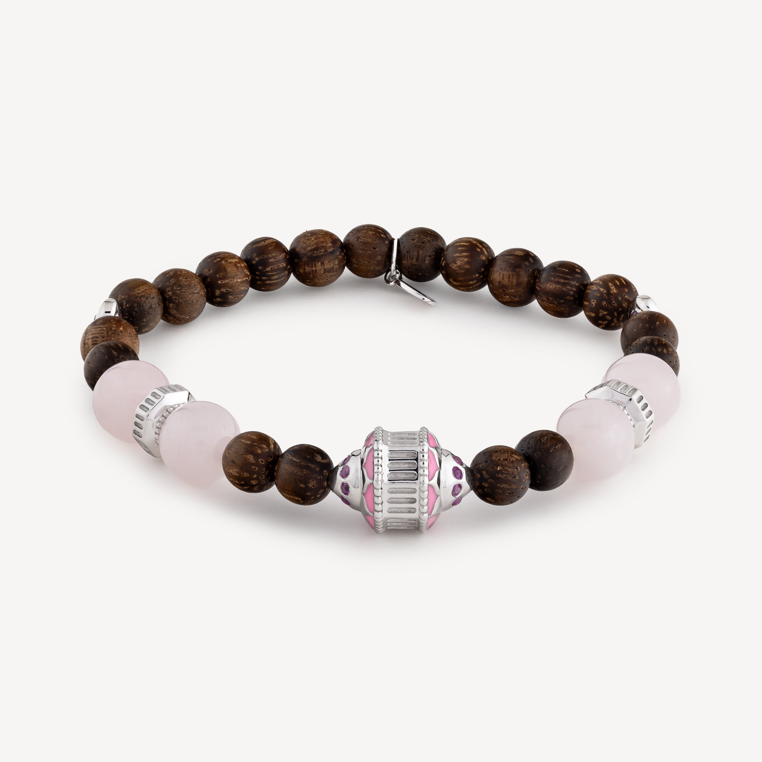 Jaya Wood Bracelet Pink Sapphires Silver