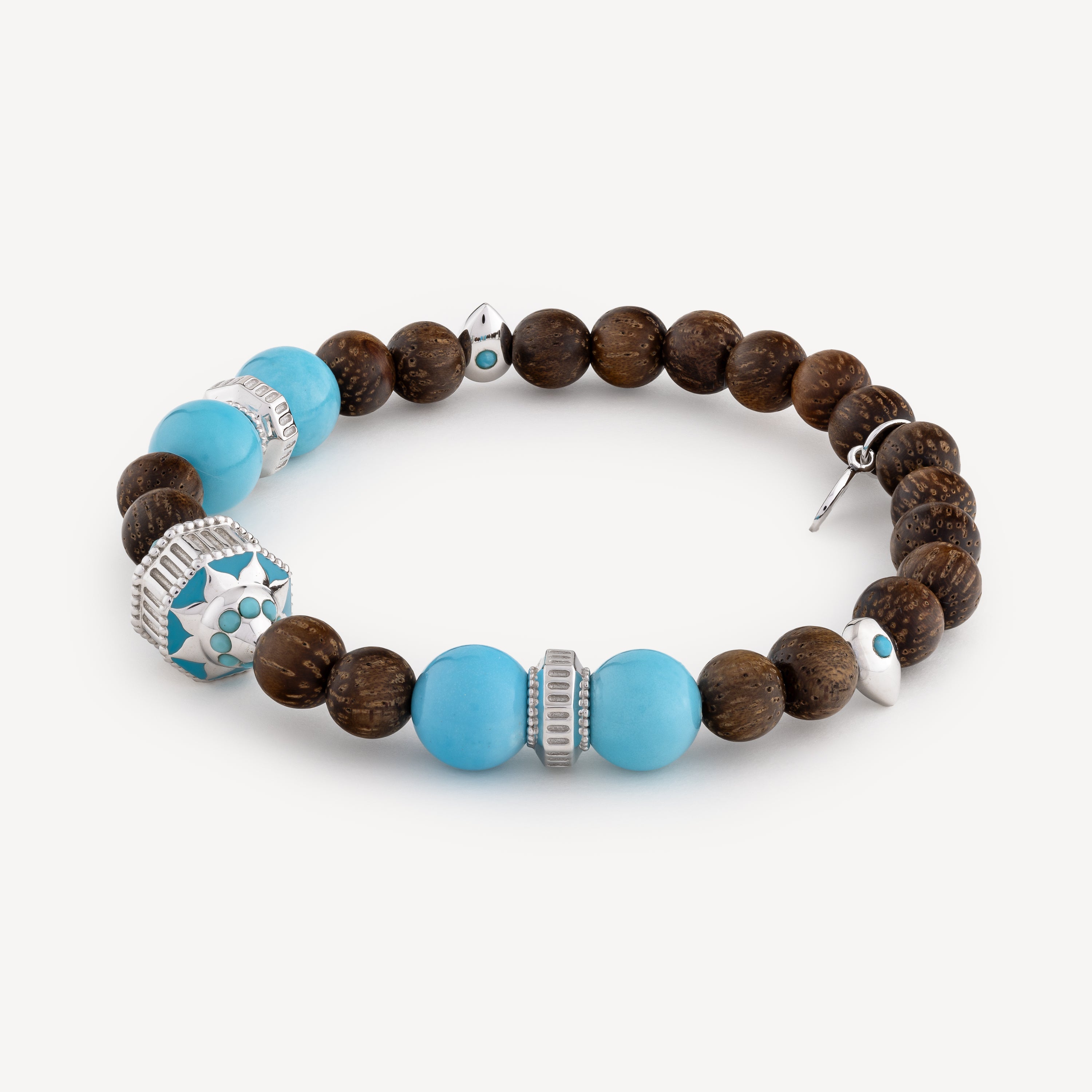 Jaya Wood Turquoises Bracelet Silver